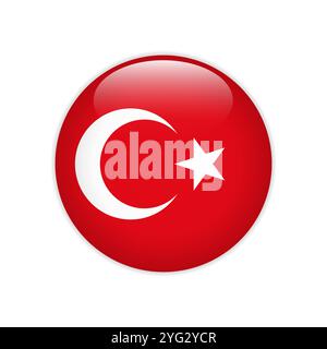 Bandiera Turchia sul pulsante Illustrazione Vettoriale