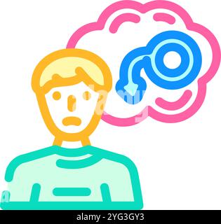 illustrazione vettoriale dell'icona del colore della disfunzione erettile Illustrazione Vettoriale