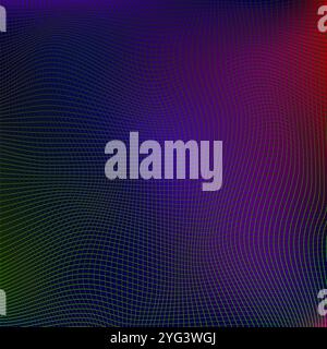 Linee d'onda luminose astratte raster su sfondo colorato. Trama linee a righe. Schema d'onda dinamico. Moderne linee ondulate. Tecnologia futuristica Foto Stock
