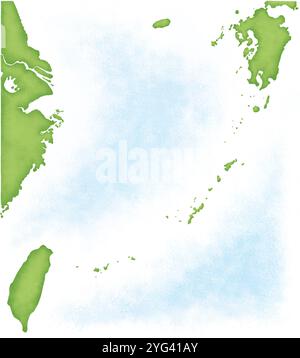 Mappa di Kyushu e Okinawa con Taiwan e Cina Foto Stock