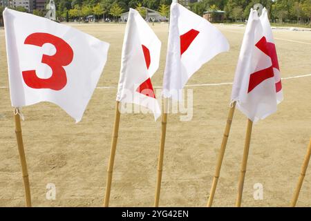 Bandiere per l'ordine dei premi in occasione della giornata sportiva Foto Stock