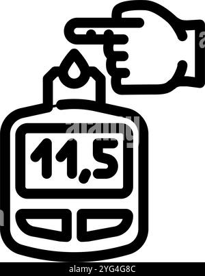 illustrazione vettoriale dell'icona della linea della malattia dell'uomo del diabete Illustrazione Vettoriale