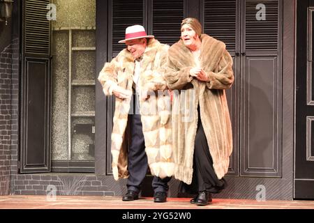 Alexis Kara e Katy Karrenbauer peccano in verschiedenen Rollen zu sehen. In diesem Theaterstück darf sich der Meisterdetektiv zum ersten mal verlieben: Sherlock Holmes - Der Fall Moriarty, Fotoprobe am 6.11.2024 in der Fährhaus Winterhuder Komödie ad Amburgo *** Alexis Kara e Katy Karrenbauer possono essere visti in vari ruoli in questa commedia, il detective maestro può innamorarsi per la prima volta Sherlock Holmes il caso Moriarty, foto prova Fährhaus al Komödie Winter11 2024 di Amburgo Foto Stock