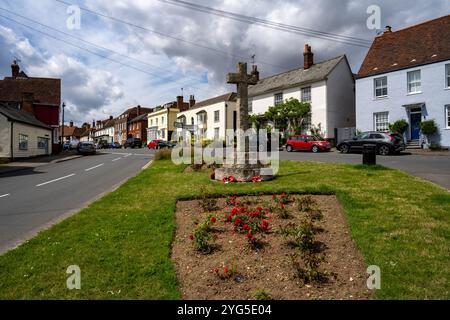 Case commemorative sulla High st Great Bardfield Essex Foto Stock