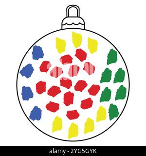 Ballo di Natale decorato con disegno piatto vettoriale dipinto isolato su sfondo bianco Illustrazione Vettoriale