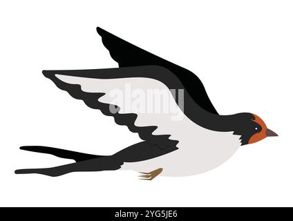Design piatto vettoriale Swallow Bird Clipart Illustrazione Vettoriale