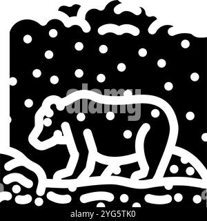 illustrazione vettoriale dell'icona del glifo invernale del safari con la fauna selvatica invernale Illustrazione Vettoriale