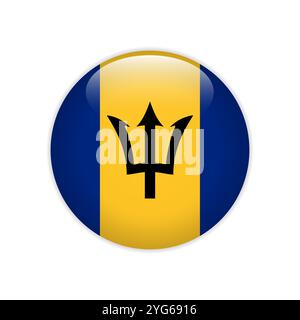 Bandiera delle Barbados sul pulsante Illustrazione Vettoriale