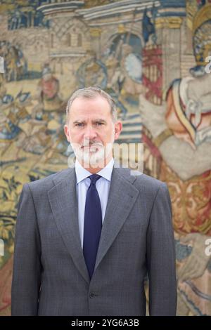 Madrid, Spagna. 6 novembre 2024. Il re Filippo vi di Spagna partecipa ad un'udienza con Andres Allamand Zavala, Segretario generale ibero-americano al Palazzo Zarzuela il 6 novembre 2024 a Madrid, Spagna. Crediti: Album/Alamy Live News Foto Stock