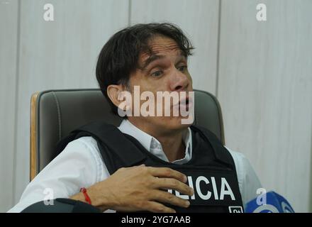 GYE PEDRO GRANJA Guayaquil, mercoledì 6 novembre 2024 attraverso una conferenza stampa, il candidato alla presidenza Pedro Granja, ha annunciato che non rinuncerà alla sua partecipazione alle prossime elezioni, ma non farà campagna elettorale, ha anche denunciato diversi attacchi, come la rapina di un fratello e l'aggressione subita dai suoi genitori questa mattina, oltre al tentativo di assassinio contro un amico personale foto Cesar Munoz API Guayaquil Guayaquil Guayas Ecuador POL GYE PED3x8f3124 ore Copyright xCÃ Foto Stock