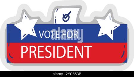 Badge Vector per le elezioni presidenziali con voto per il presidente Graphic Illustrazione Vettoriale