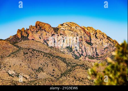 Cochise Head; formazione rocciosa del famoso Apache Chief; Massai Point; Chiricahua National Monument; Arizona; USA Foto Stock