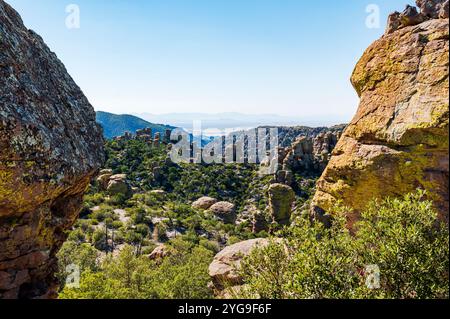Formazioni rocciose insolite; Massai Point; Chiricahua National Monument; Arizona; USA Foto Stock
