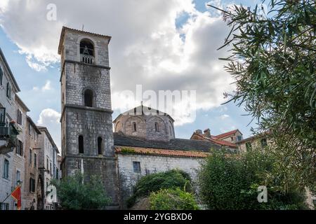 Chiese ortodosse e cattoliche nella città vecchia di Cattaro Foto Stock