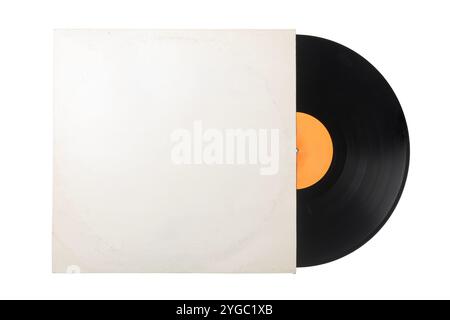 Registrazione vynil su una copertina di carta bianca vuota vecchia Foto Stock