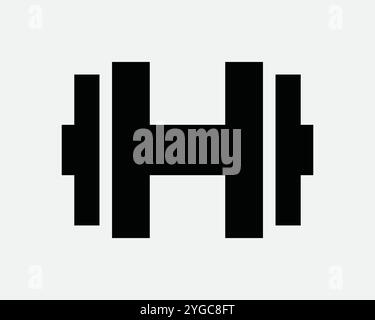 Dumbell allenamento attrezzature palestra pesi Bodybuilding salute braccio forza fitness Barbell esercizio segno SVG icona forma contorno nero bianco vettore Illustrazione Vettoriale
