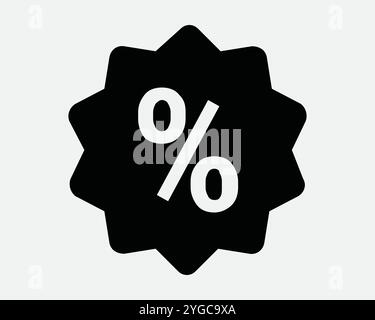 Percentuale di sconto sconto di vendita promozione del punto vendita offerta di chiusura etichetta a buon mercato promozione insegna di marketing Acquista icona profilo forma SVG vettore bianco nero Illustrazione Vettoriale