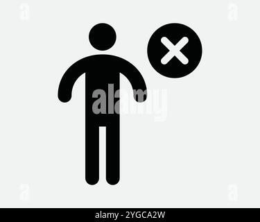 No accesso dipendenti solo umano non può entrare vietato vietato negato negato divieto ingresso X icona del segno dell'uomo di croce contorno forma SVG Black White VEC Illustrazione Vettoriale