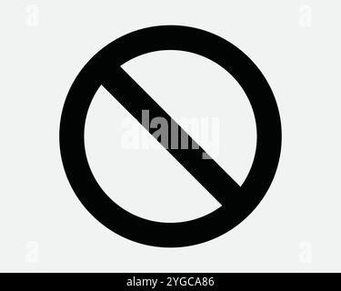 Divieto divieto divieto non negare restrizioni No non consentito vietato vietato vietato icona cerchio rotondo profilo della linea dei segnali stradali Black White Vector Shape Illustrazione Vettoriale