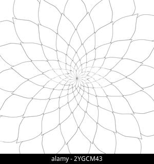 Linea Mandala vettoriale di arte floreale astratta simmetrica per libro da colorare. Illustrazione naturale progettata per l'arredamento. Foto Stock