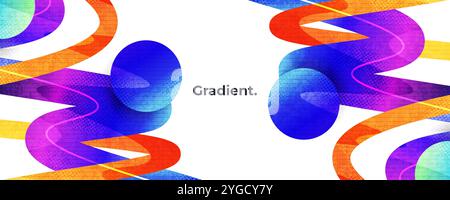 Sfondo moderno e vivace con forme colorate ed effetto mezzitoni. Per il design di banner o copertina Illustrazione Vettoriale