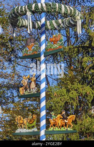 Maypole vicino a Ofterschwang, Allgaeu, Baviera, Germania, Europa Foto Stock