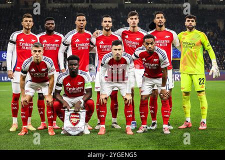 Milano, Italie. 6 novembre 2024. Squadra dell'Arsenal durante la partita di calcio UEFA Champions League, fase MD4 tra FC Internazionale e Arsenal FC il 6 novembre 2024 allo stadio Giuseppe-Meazza di Milano - foto Matthieu Mirville (F Bertani)/DPPI Credit: DPPI Media/Alamy Live News Foto Stock