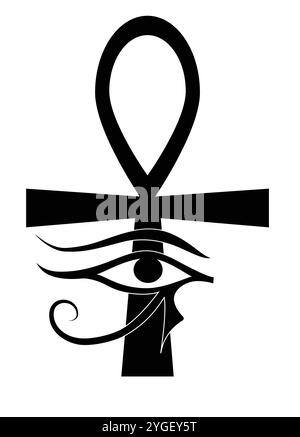 Simbolo della vita e dell'occhio di Horus Illustrazione Vettoriale