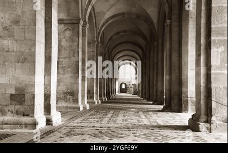 Kloster Eberbach, Rhein, Kloster, Filmkulisse, Weinkeller, Weinfass, Presse, Weinpresse, Traubenpresse, Filmkulisse für im Namen der Rose Foto Stock