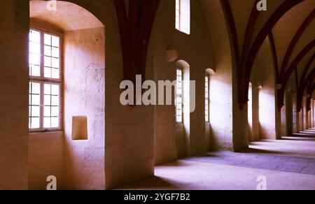 Kloster Eberbach, Rhein, Kloster, Filmkulisse, Weinkeller, Weinfass, Presse, Weinpresse, Traubenpresse, Filmkulisse für im Namen der Rose Foto Stock