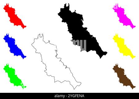 Essex County, Commonwealth of Virginia (Stati Uniti, Stati Uniti d'America, Stati Uniti, Stati Uniti, Stati Uniti) mappa vettoriale illustrazione, scrimble schizzo Essex mappa Illustrazione Vettoriale