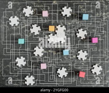 gestione o organizzazione complessa e disordinata, struttura decisionale caotica, processi aziendali complicati Foto Stock