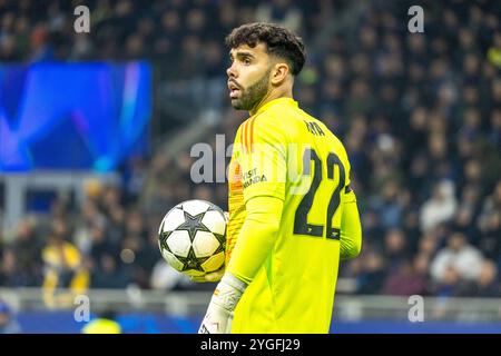 david raya Arsenal durante la partita campioni campionato - Inter-Arsenal FC - Milano, Italia - 6 novembre 2024 credito: Kines Milano/Alamy Live News Foto Stock