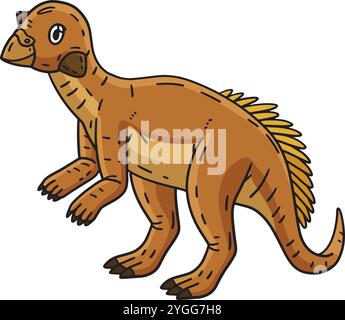 Dinosauro Psittacosaurus Cartoon Colored Clipart Illustrazione Vettoriale