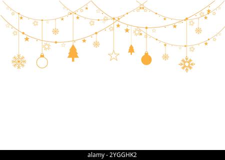 Sfondo vettoriale decorativo con fiocchi di neve. Decorazione per Natale e Capodanno - Banner per buon Natale e felice anno nuovo. Illustrazione Vettoriale