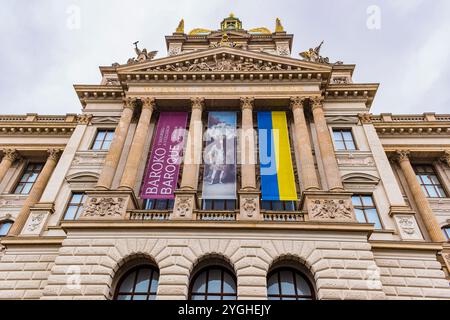 Facciata dettagliata. Edificio principale del Museo Nazionale. Praga, Repubblica Ceca, Europa Foto Stock