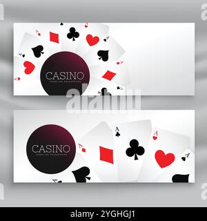 Set di banner di casinò con carte da gioco Illustrazione Vettoriale