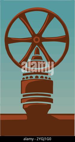 Illustrazione astratta del vettore dell'industria petrolifera , pompe per operazioni efficienti di pompaggio del combustibile. Illustrazione Vettoriale