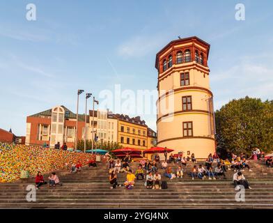 Düsseldorf, Schifffahrtsmuseum di Schlossturm (Museo marittimo nella torre del castello) a Düsseldorf und Neanderland, Renania settentrionale-Vestfalia, Germania Foto Stock