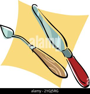 Un'illustrazione vettoriale in stile cartoni animati mostra una cazzuola per raschietto. Illustrazione Vettoriale