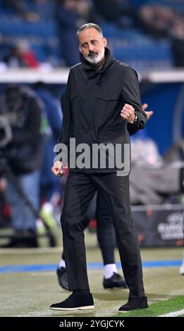 Torjubel Trainer Coach Pellegrino Matarazzo TSG 1899 Hoffenheim nach TOR zum 1:0 durch Valentin Gendrey TSG 1899 Hoffenheim (15) TSG 1899 Hoffenheim vs. Olympique Lyon, Fussball, UEFA Europa League, Spieltag 4, Saison 2024/2025, 07.11.2024 foto: Eibner-Pressefoto/Michael Weber Foto Stock