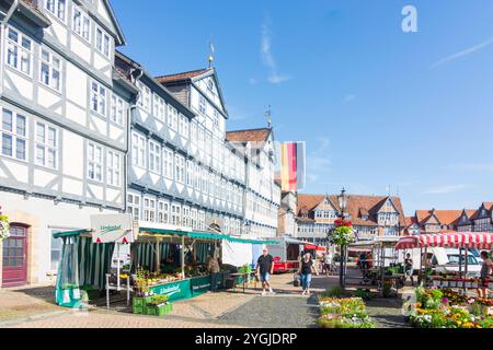 Wolfenbüttel, piazza Stadtmarkt, Municipio, mercato settimanale nella bassa Sassonia, Germania Foto Stock