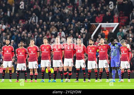 Manchester, Regno Unito. 7 novembre 2024. Old Trafford MANCHESTER, INGHILTERRA - 5 NOVEMBRE: Il giocatore del Manchester United entra in campo prima della partita MD4 di UEFA Europa League 2024/25 League tra il Manchester United e il PAOK FC all'Old Trafford il 5 novembre 2024 a Manchester, Inghilterra. (Richard Callis/SPP) credito: SPP Sport Press Photo. /Alamy Live News Foto Stock