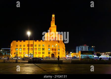 Abdullah Bin Zaid al Mahmoud Islamic Cultural Center, Fanar Masjid, FANAR, Souq Waqif, in serata, Old City, Doha, Qatar, Qatar, Golfo Persico, medio Foto Stock