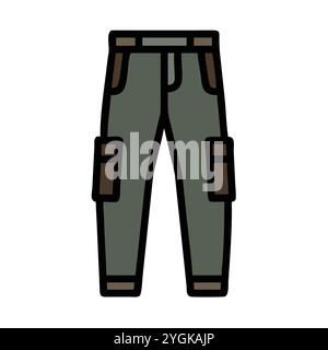 semplice illustrazione vettoriale di un pantalone cargo , in uno stile semplice e pulito, per grafica business e fashion. illustrazione abiti piatti. Illustrazione Vettoriale