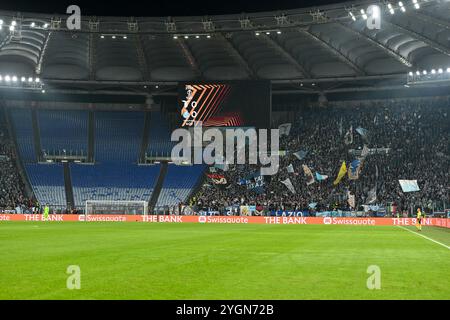 7 novembre 2024, stadio Olimpico, Roma, Italia; UEFA Europa League Football; Lazio contro Porto; Una vista generale dello stadio Olimpico che mostra il cu Foto Stock
