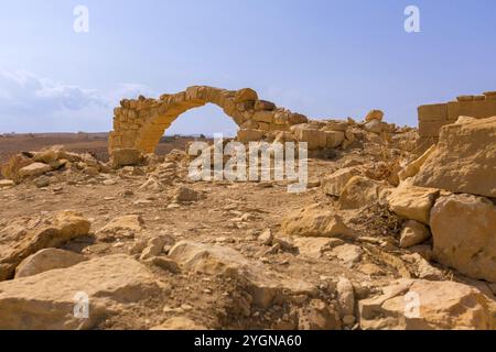 Rovine del castello dei crociati Montreal, Shoubak, Shobak o Shawbak in Giordania, Medio Oriente Foto Stock