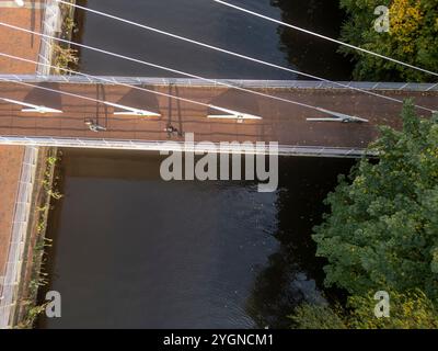 Trinity Bridge sul fiume Irwell, Manchester, Inghilterra Foto Stock