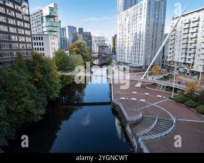 Trinity Bridge sul fiume Irwell, Manchester, Inghilterra Foto Stock