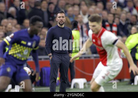 Amsterdam, Paesi Bassi. 7 novembre 2024. AMSTERDAM, 07-11-2024, JohanCruyff Arena, stagione 2024/2025, partita UEFA Europa League tra Ajax e Maccabi Tel Aviv allenatore dell'Ajax FC 5-0 Francesco Farioli crediti: Pro Shots/Alamy Live News Foto Stock